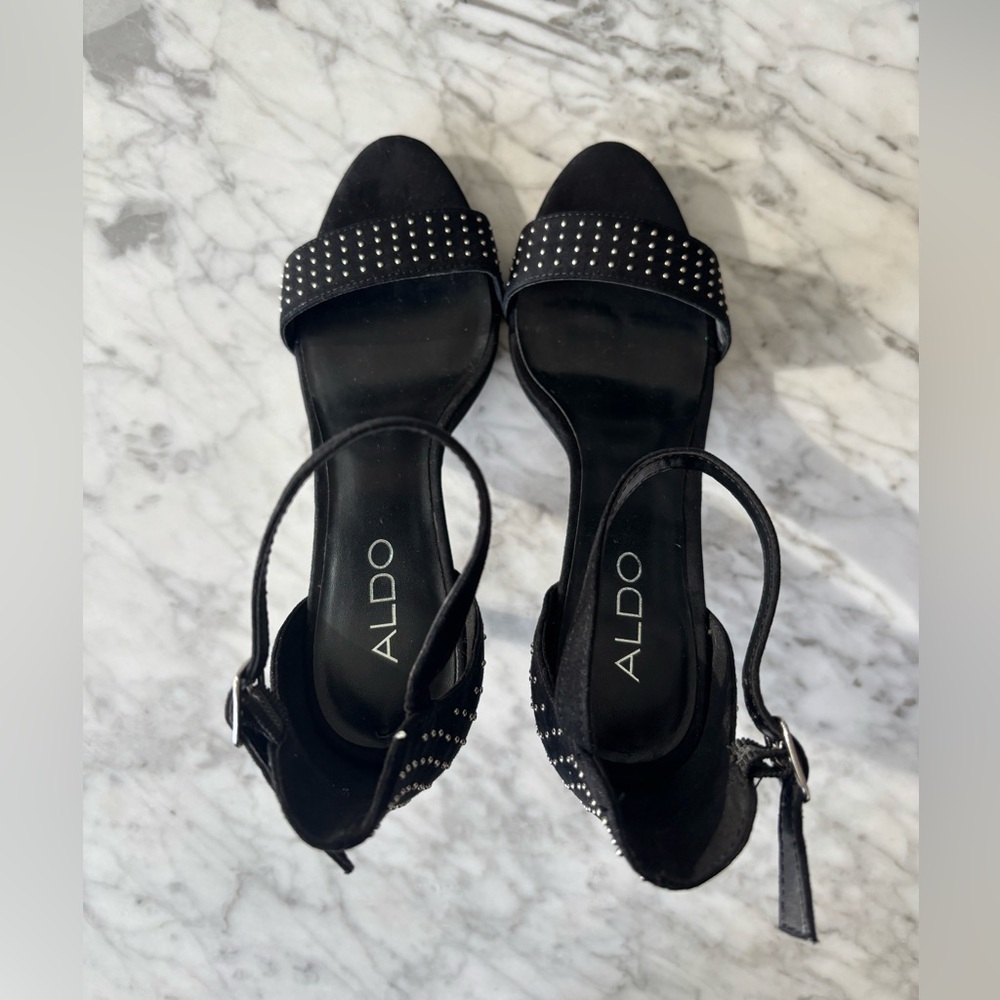 Aldo Black Heels with Silver Studs